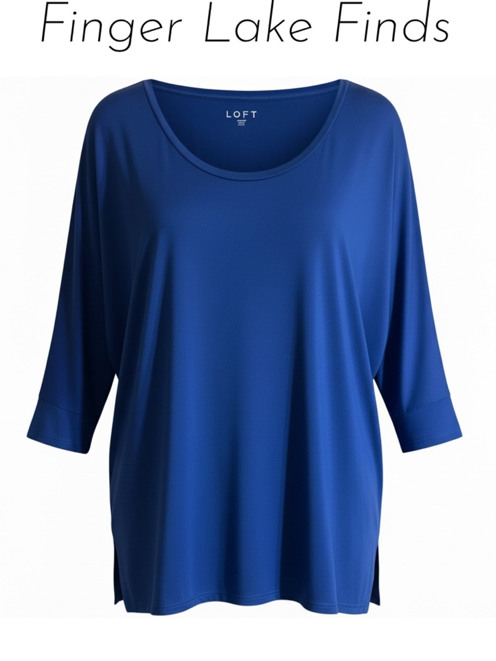 Loft Royal Blue Scoop Neck 3/4 Sleeve Tunic, M